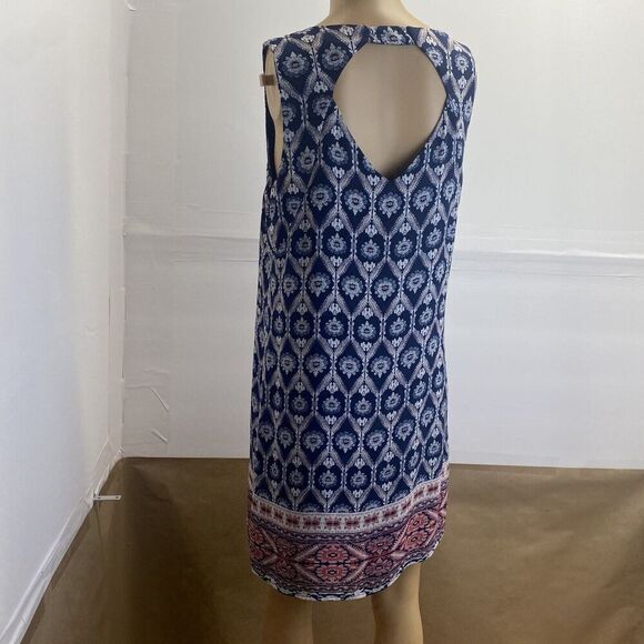 Pink Republic Women’s Sleeveless Navy Print Mini Dress Size Large Pre Owned - Picture 11 of 15